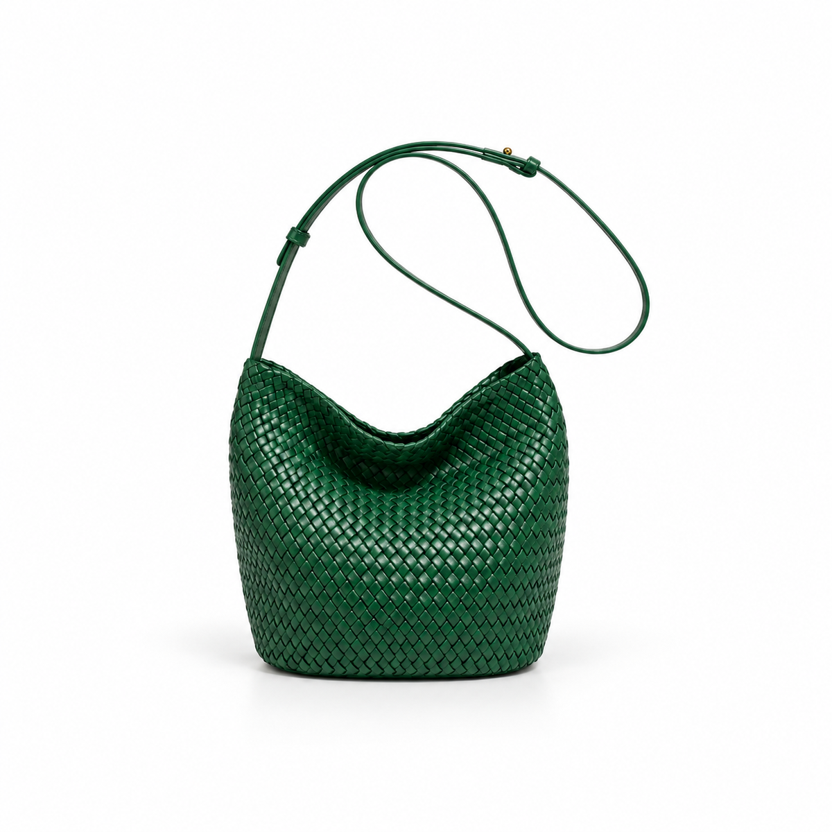 Emerald Woven Slouchy Shoulder Bucket Bag