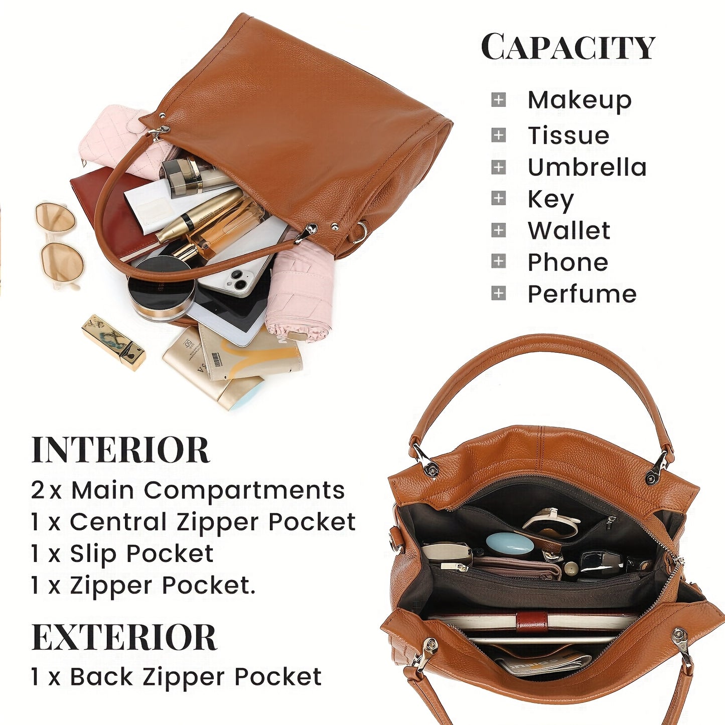 Elegant Leather Handbag, Women's Tote Bag, Versatile Single Shoulder Sling Bag