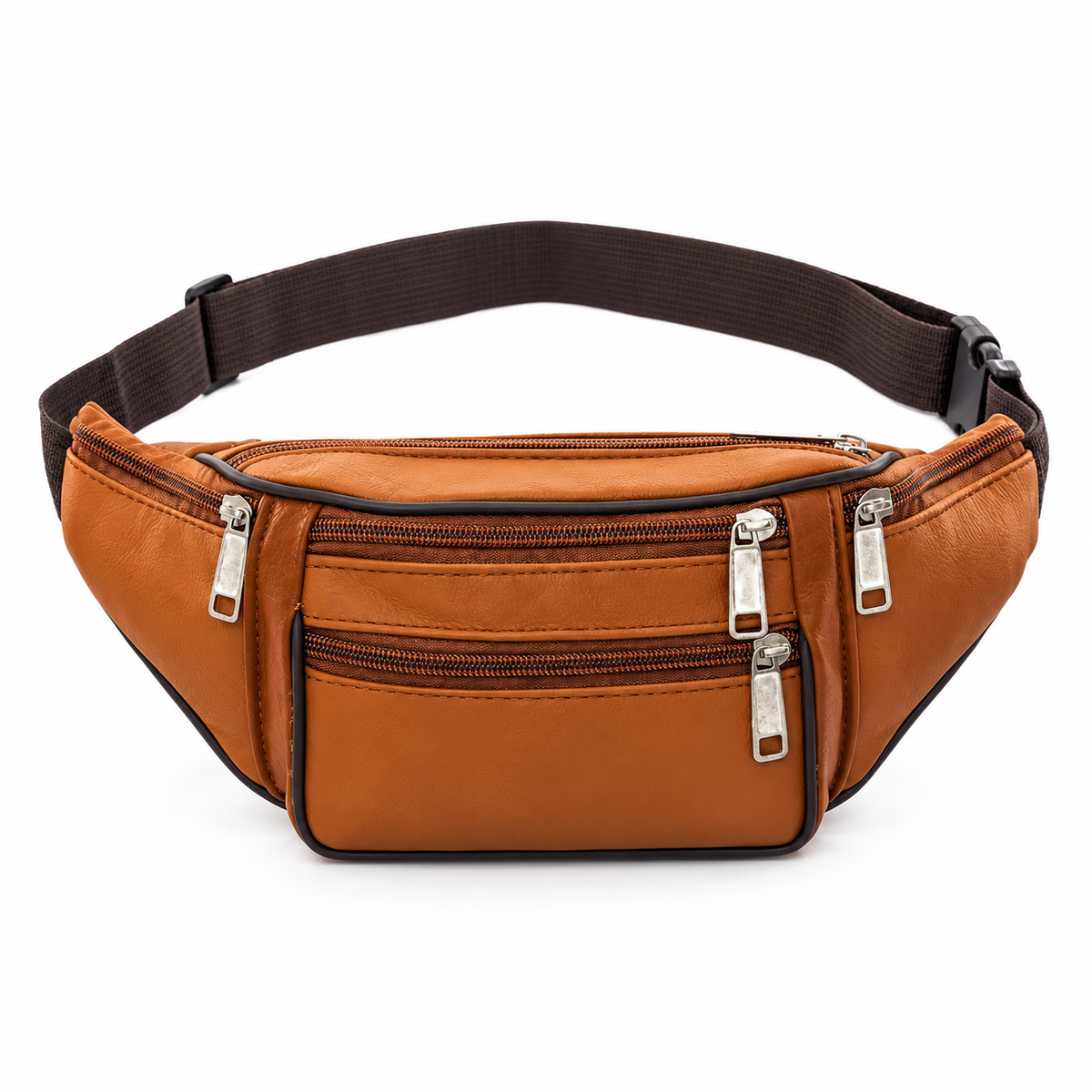 Caramel Brown Multi Pocket Waist Bag