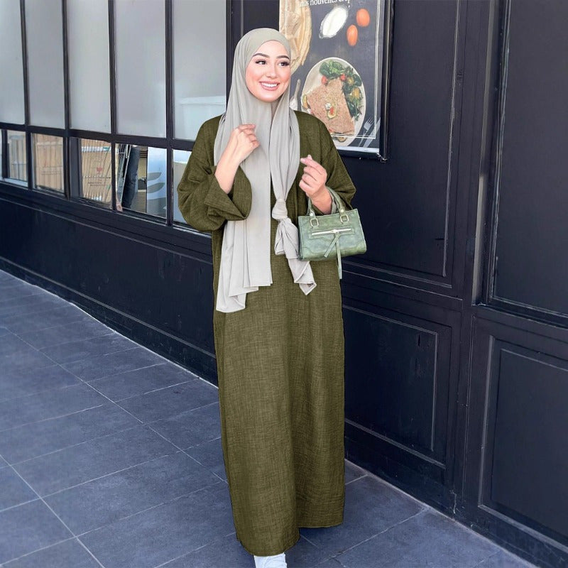 Women's Islamic Abaya Burqa - Elegant Middle Eastern Robe with Loose Fit, Modest Muslim Gown for Everyday & Special Occasions - Available in Olive Green/, Islamic Clothing for Women