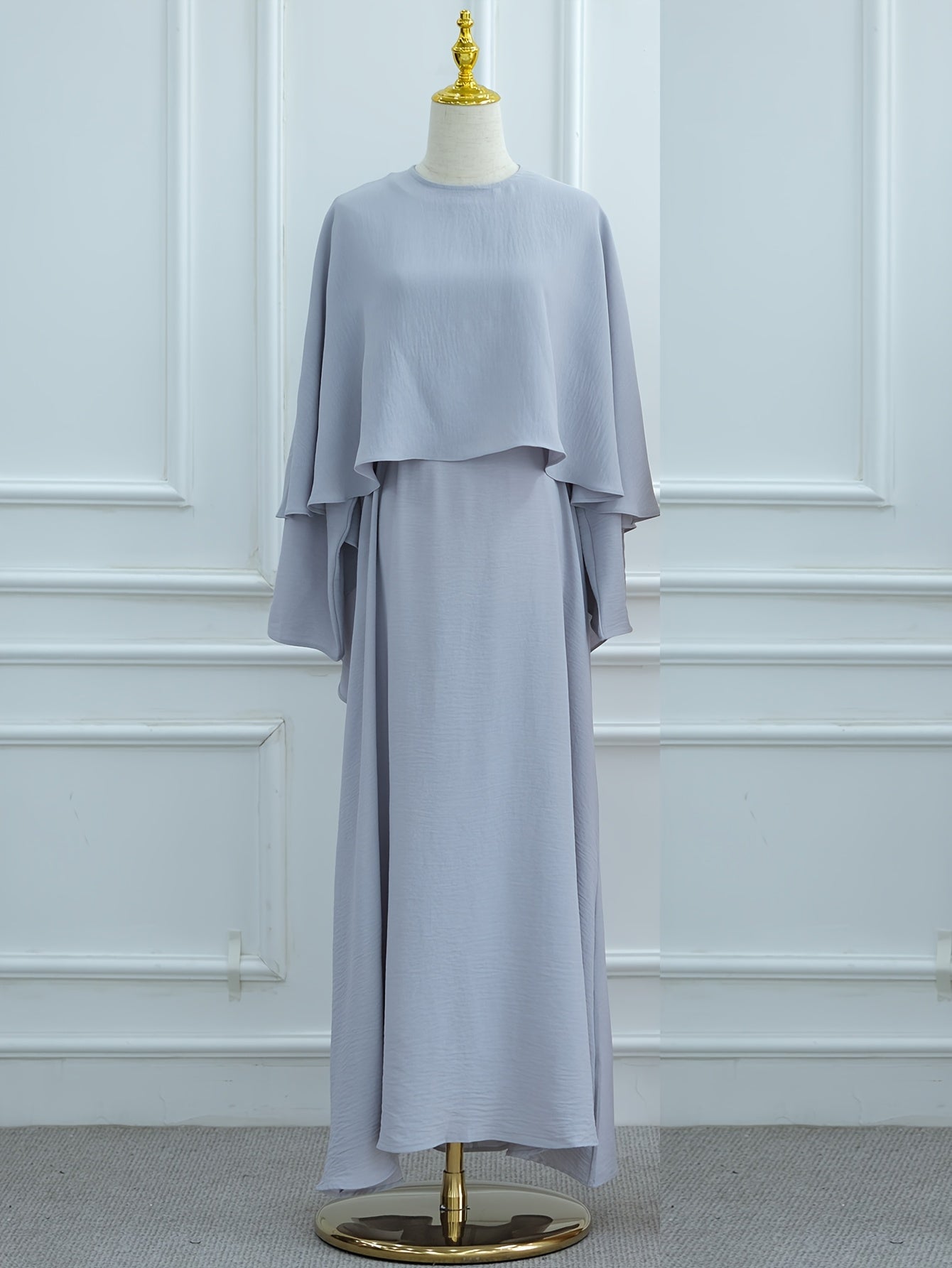 Middle East Special Turkish Kaftan Solid Color Fashion Women's Waist-Tied Elegant Robe Cape Two-Piece Set Summer Ramadan Muslim Islamic Long Sleeve Arabic Abaya