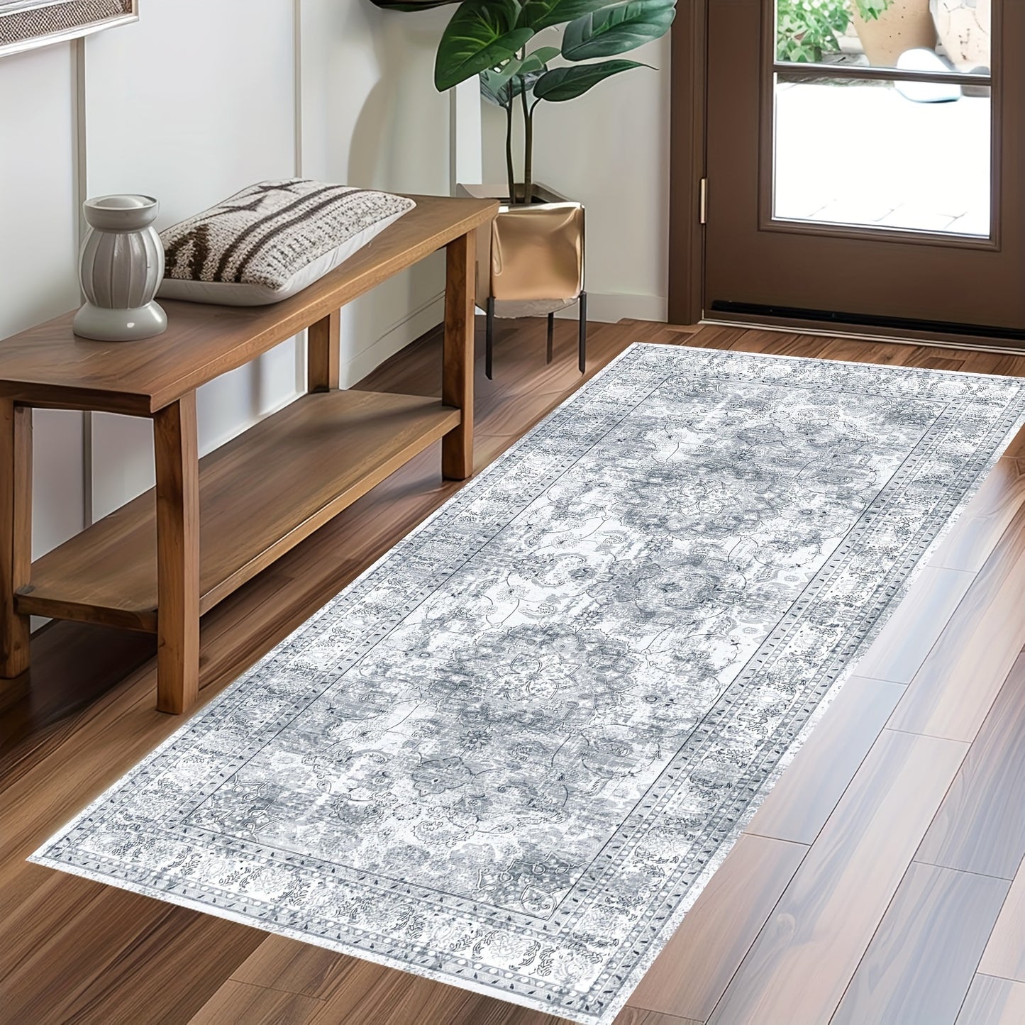 Area Rugs Boho Washable Area Rug For Bathroom, Bedroom, Large Area Rugs For Living Room Dining Room, Bohemian Vintage Non Slip Low Pile Indoor Accent Carpet For Home Office-blue Color Bathroom Mat