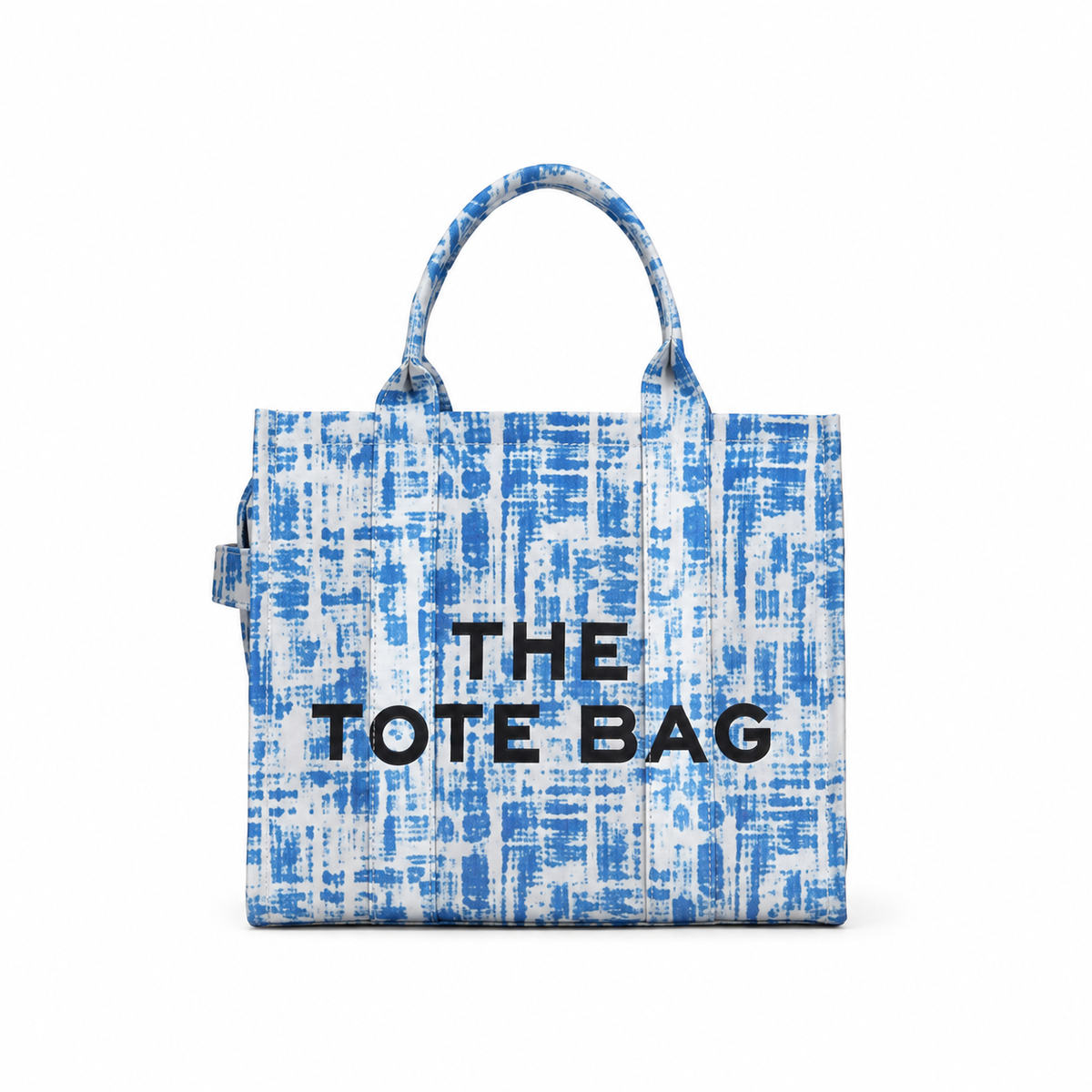 Blue Abstract Print Structured Tote Bag