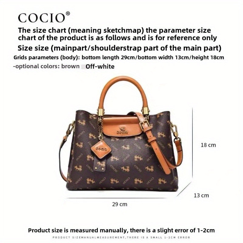 Genuine Leather Women's Printed Handbag, Multi-Way Carry (Handheld/Shoulder/Crossbody), Tote Bag for Daily Use