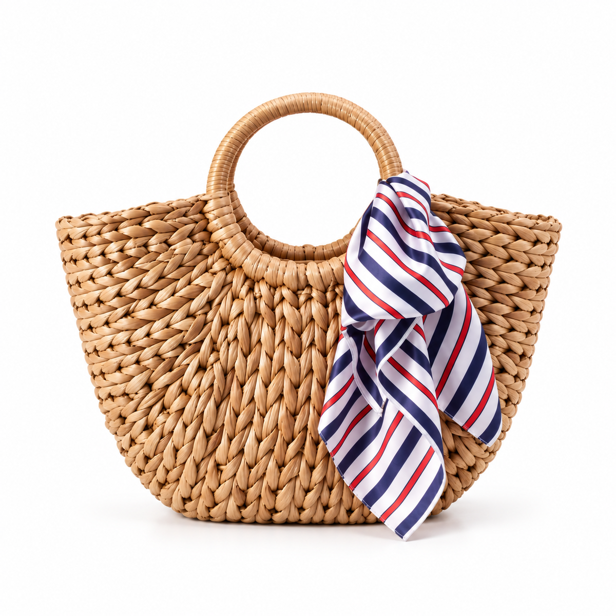 Handwoven Raffia Scarf Summer Tote Bag