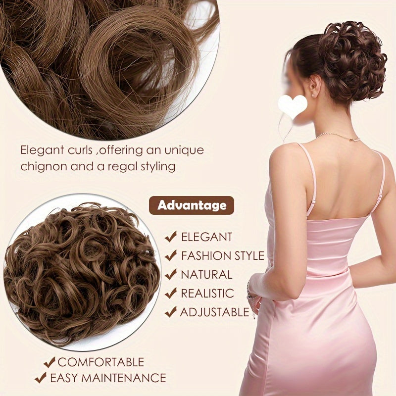 A Messy Short Lady's Hairstyle With A Clip-on Curly Hair Bun