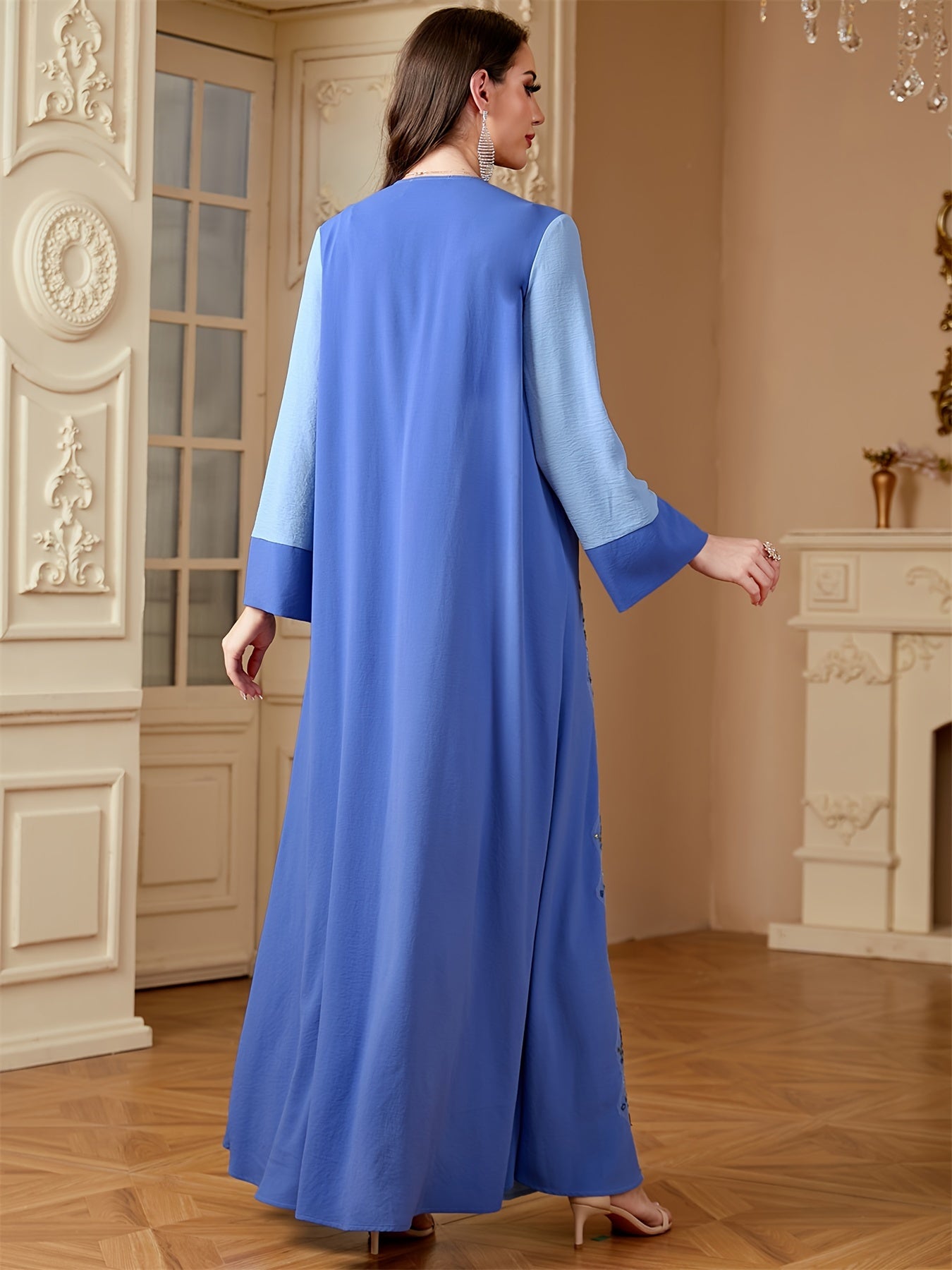Muslim Women's Elegant Abaya Kebaya - Long Formal & Everyday Islamic Dress with Beaded Neckline, Non-Stretchy Long Sleeve Maxi, for Ramadan, Weddings, Hajj - Modest Wedding Guest Gown, Muslim Dress, Religious Event Attie
