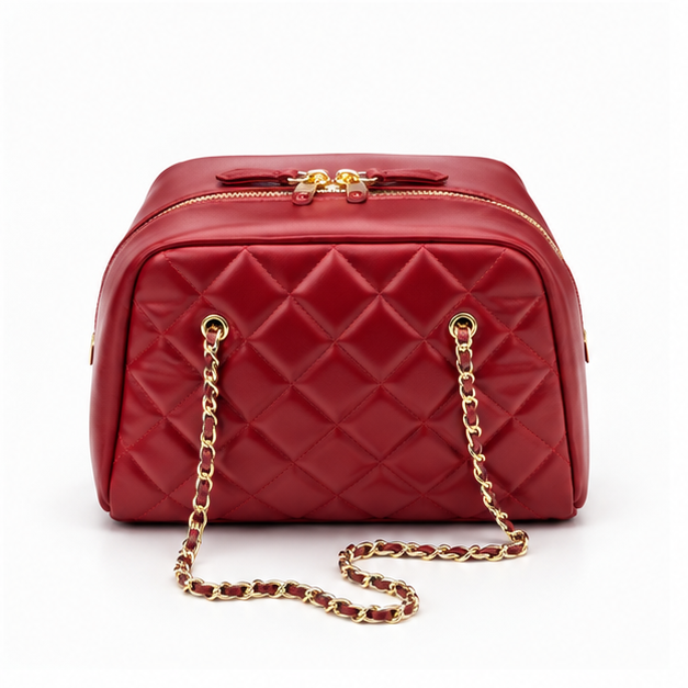 Quilted Red Chain Crossbody Bag