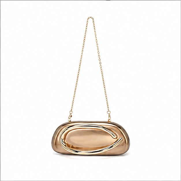 Metallic Gold Oval Evening Clutch Bag