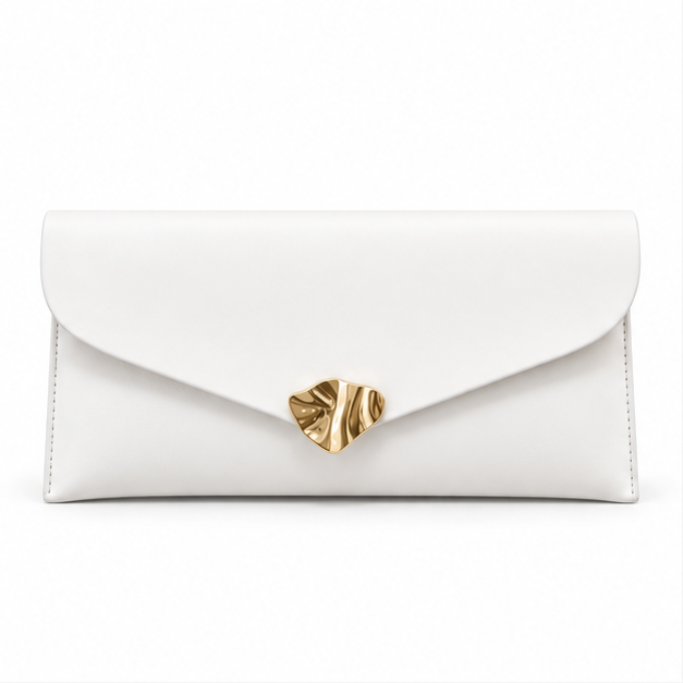 Elegant White Envelope Clutch Evening Bag