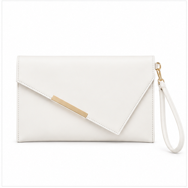 Elegant White Envelope Wristlet Clutch Bag