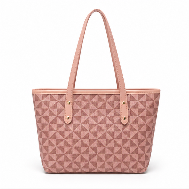 Blush Geometric Pattern Everyday Shoulder Tote