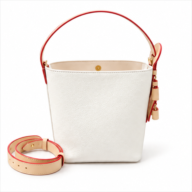 Elegant White Bucket Handbag Purse