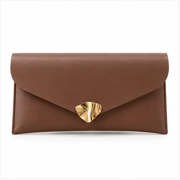Elegant Brown Envelope Clutch Handbag Purse