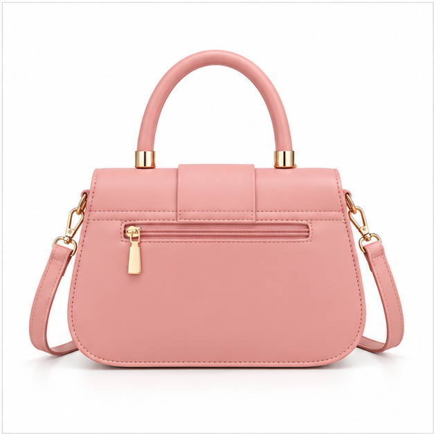Elegant Pink Structured Top Handle Handbag
