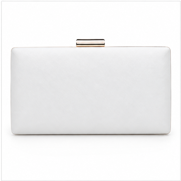 Elegant White Rectangular Evening Clutch Bag