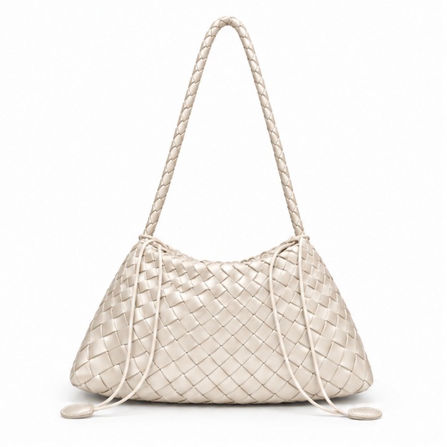 Off White Woven Slouch Shoulder Bag