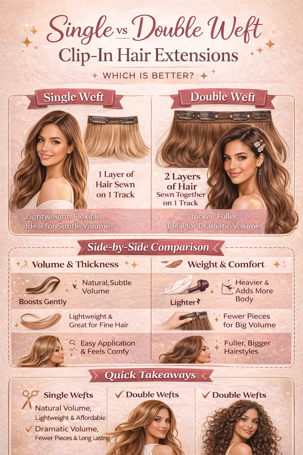 Double Weft vs. Single Weft: Which Clip-In Hair Extensions Are Better?