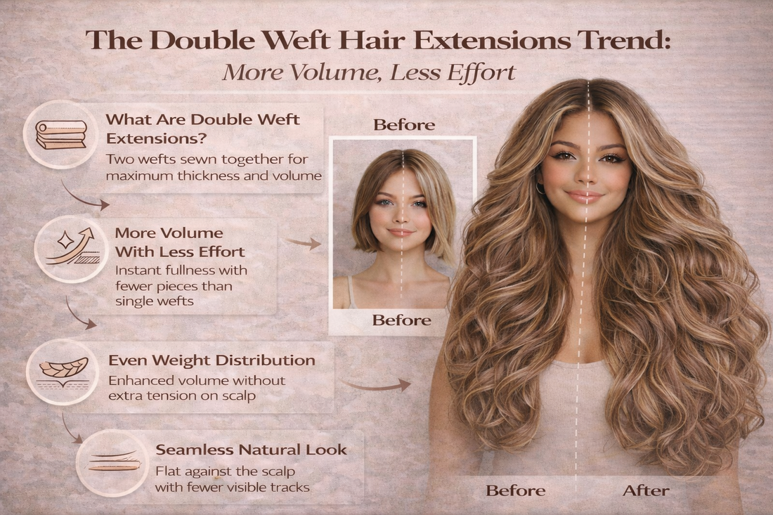 The Double Weft Hair Extensions Trend: More Volume, Less Effort