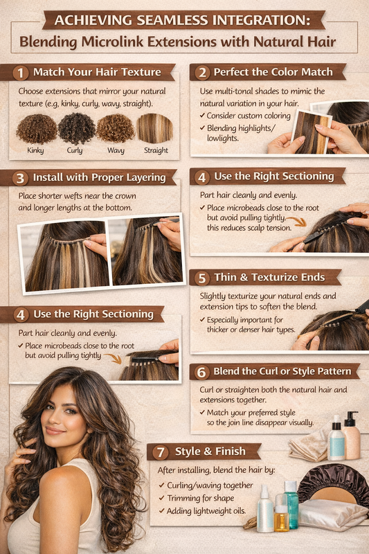 Achieving Seamless Integration: Blending Microlink Extensions with Natural Hair