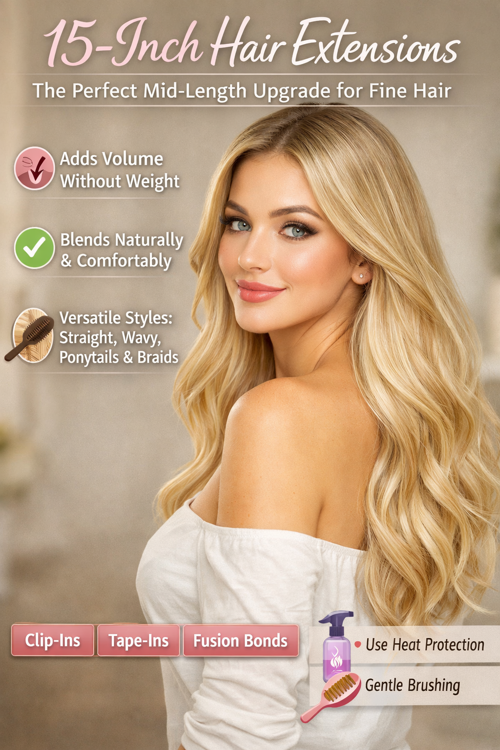 15-Inch Hair Extensions: The Perfect Mid-Length Upgrade for Fine Hair