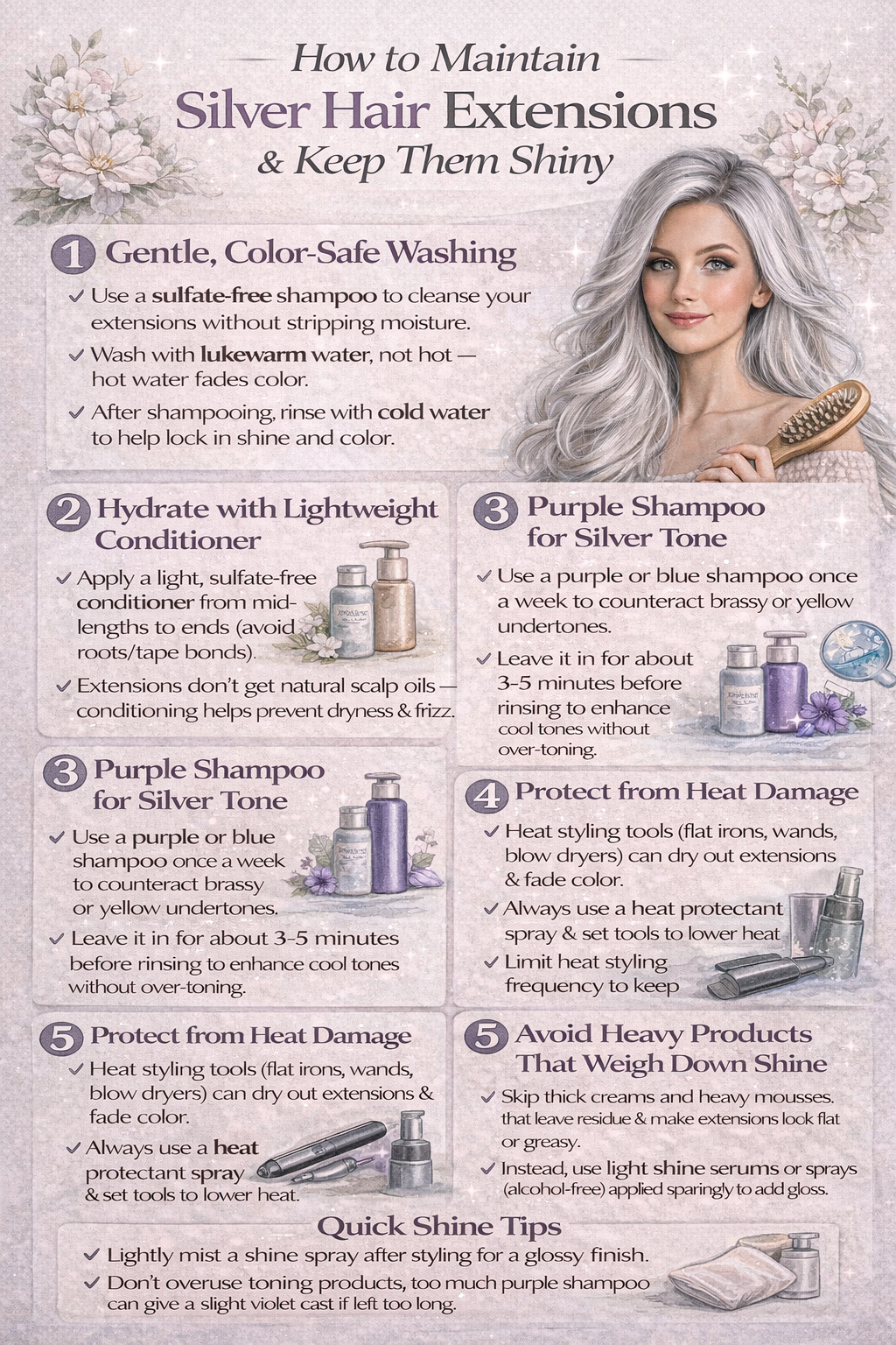 How to Maintain Silver Hair Extensions &amp; Keep Them Shiny