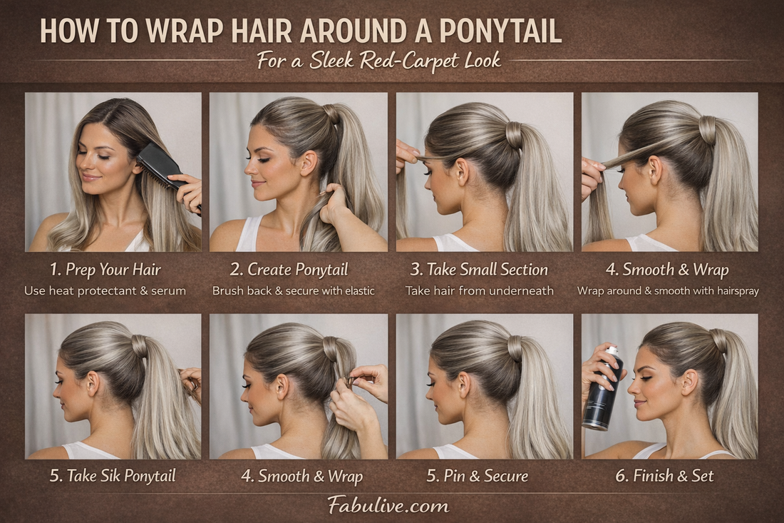 How to Wrap Hair Around a Ponytail for a Sleek, Red-Carpet Look