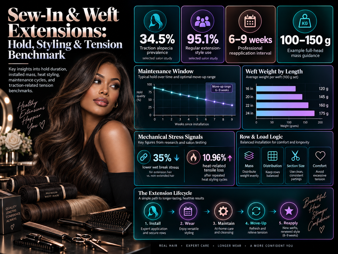 Sew-In & Weft Extensions: Hold, Styling & Tension Benchmark