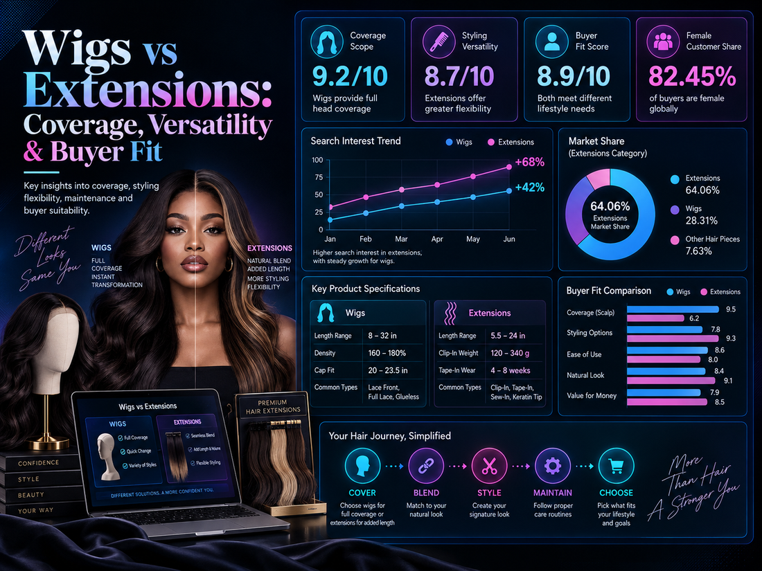 Wigs vs Extensions: Coverage, Versatility & Buyer Fit