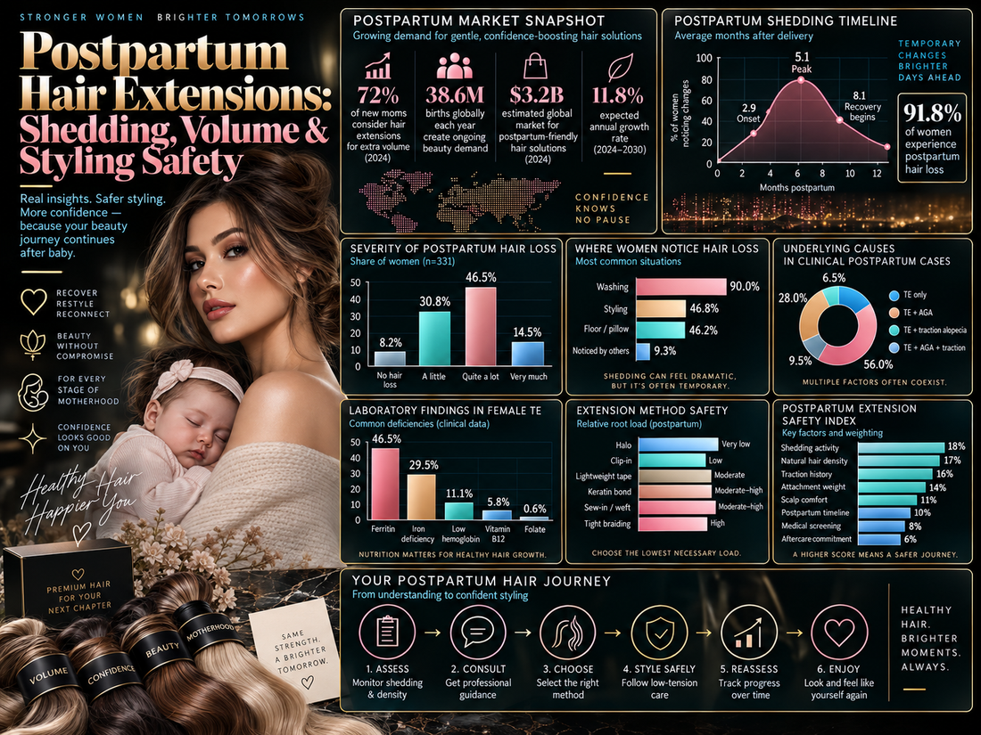 Postpartum Hair Extensions: Shedding, Volume &amp; Styling Safety