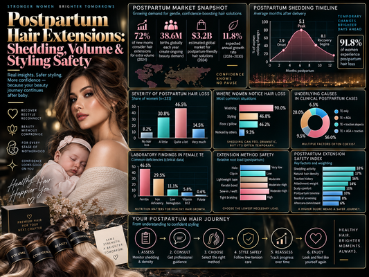 Postpartum Hair Extensions: Shedding, Volume & Styling Safety