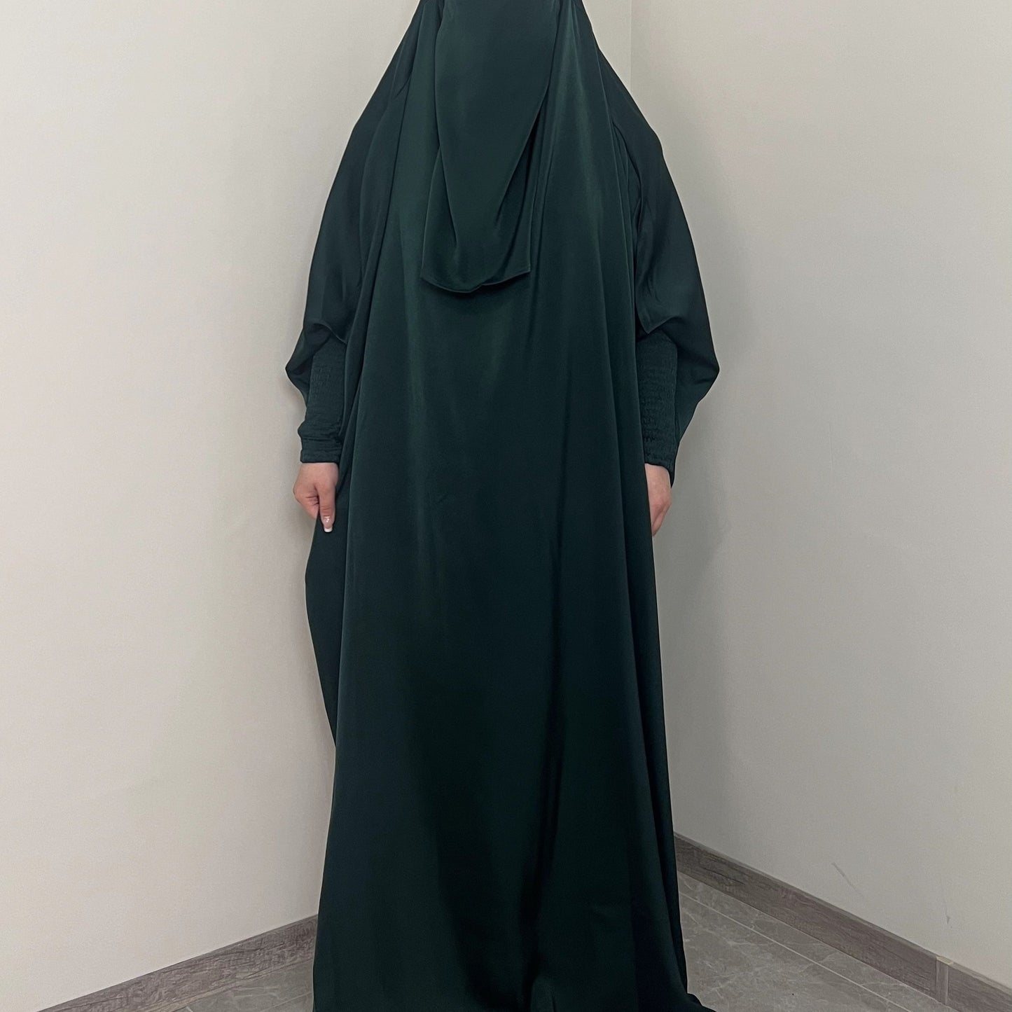 [Satin Modesty Dress] Free Size Satin One Piece Modesty Abaya Burkha - Jilbab Niqab Attached