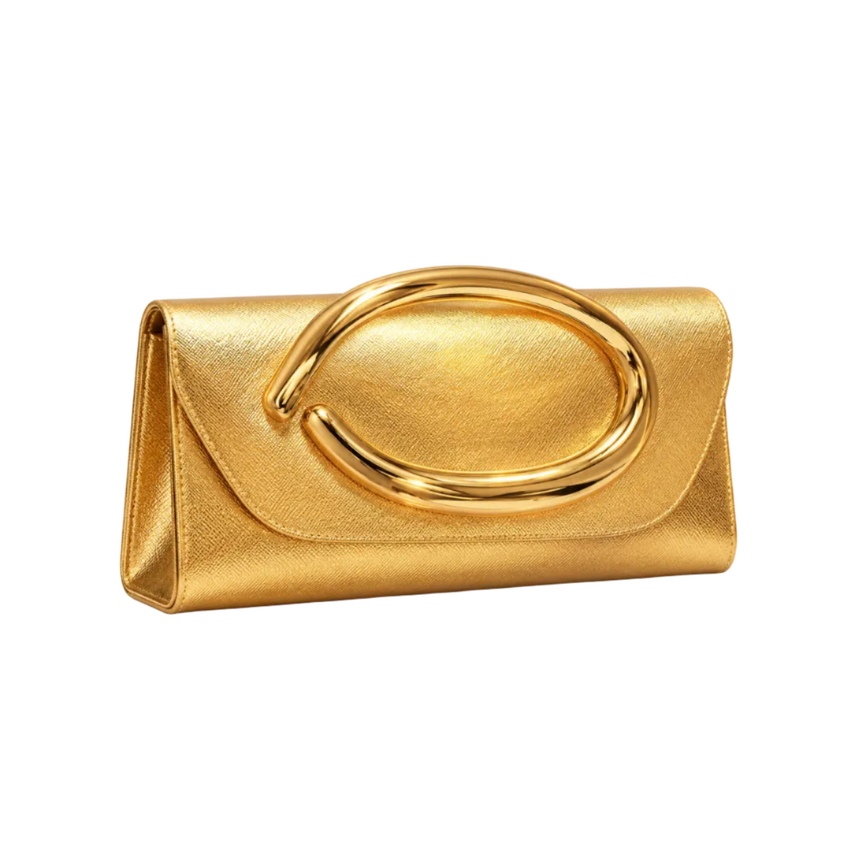 Elegant Gold Oval Handle Evening Clutch