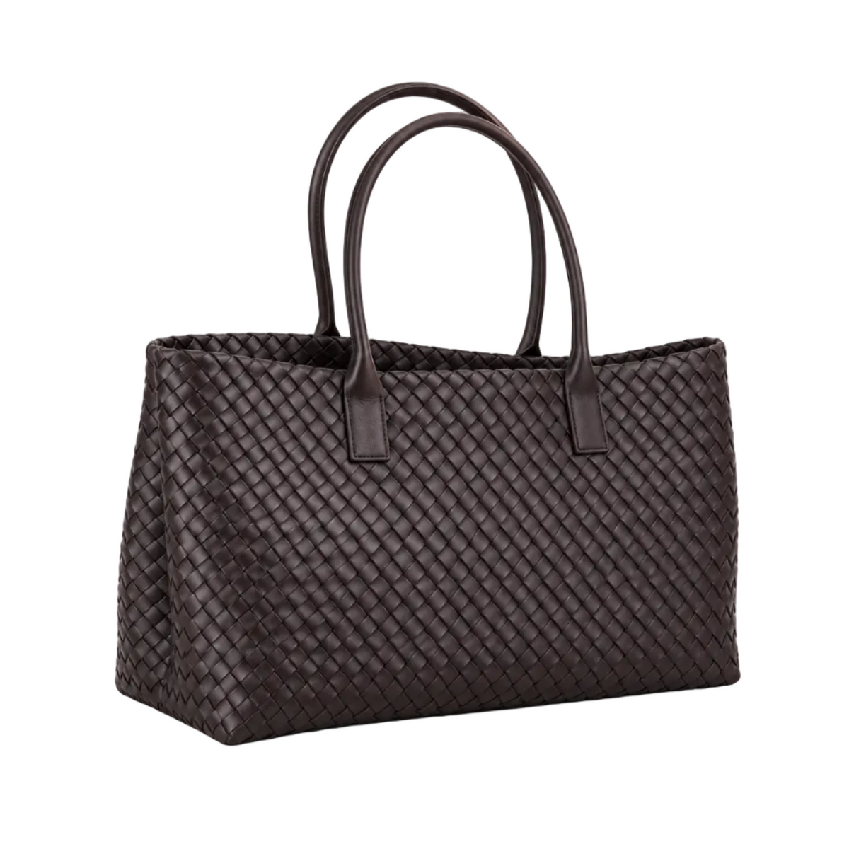 Elegant Chocolate Brown Woven Shoulder Tote