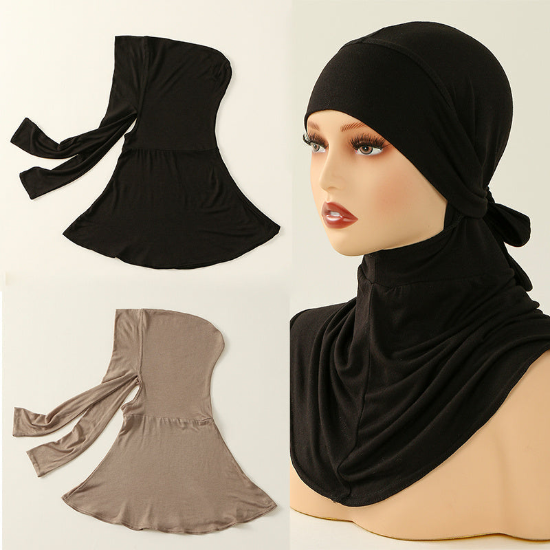 Women's Adjustable Elastic Hijab Scarf - Breathable, Middle Eastern-Inspired Design, Durable Fabric for Ramadan & Daily Wear, White & Black