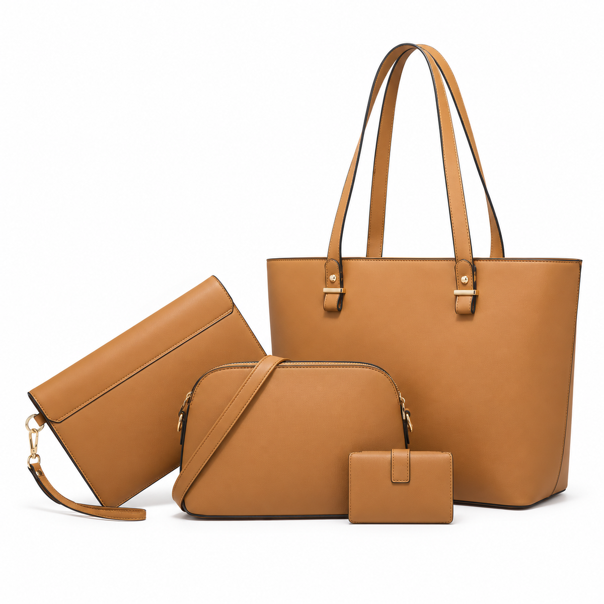 Elegant Camel Four Piece Handbag Set