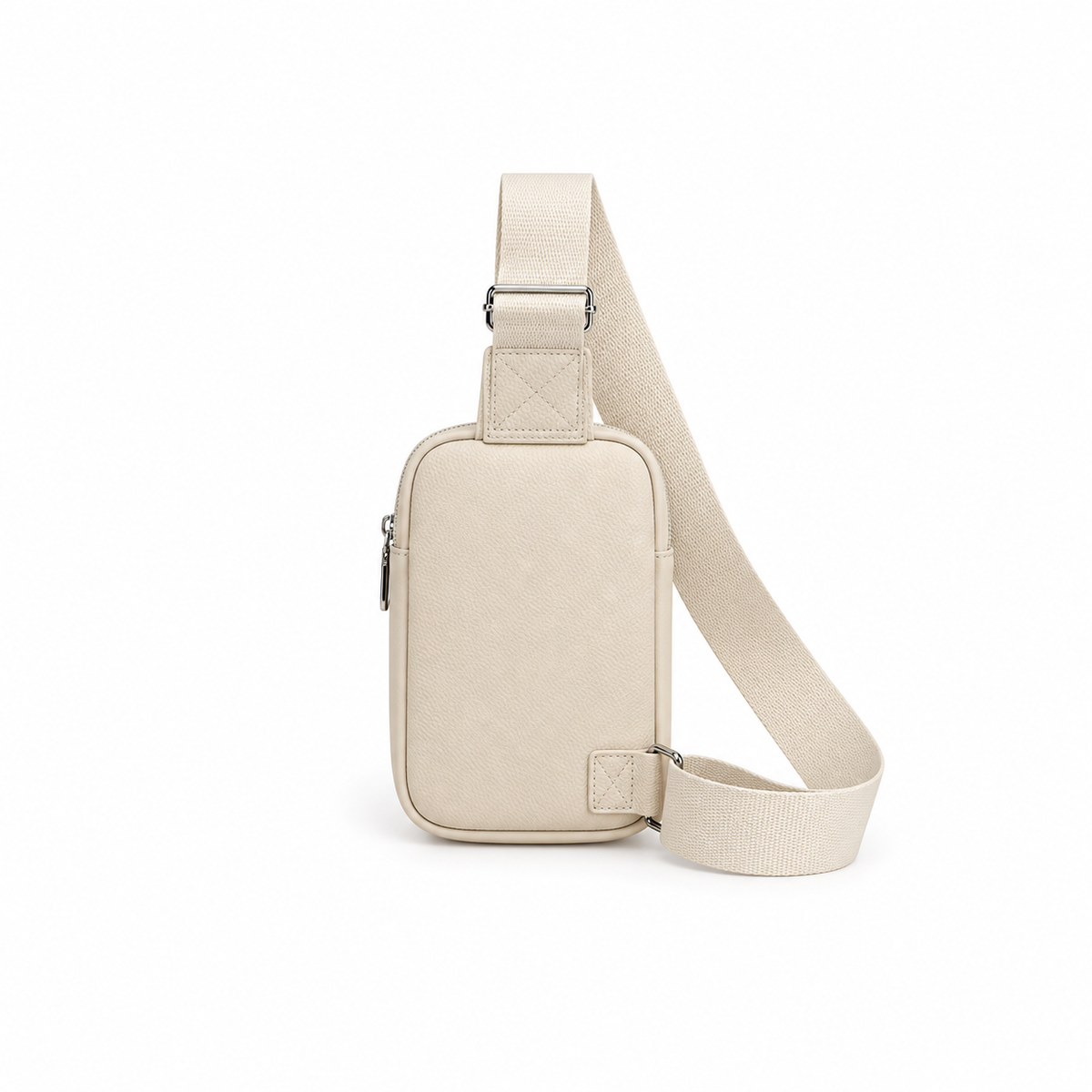 Ivory Textured Sling Bag With Adjustable-Strap