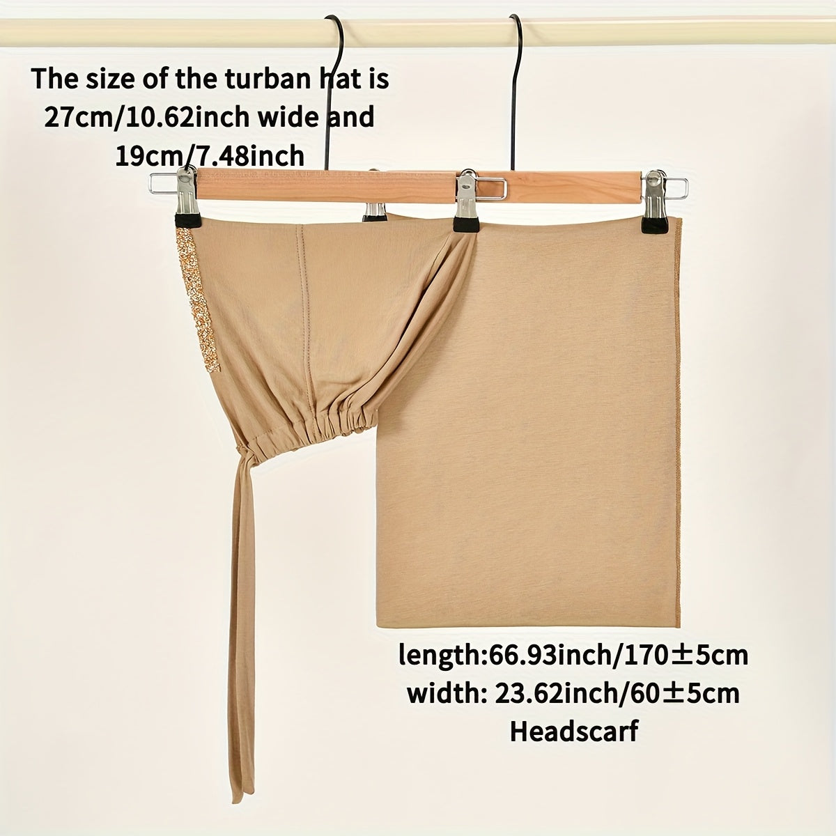 2pcs Ladies Elegant Rhinestone Decorated Headscarf And Cap + Solid-colored Hijab - Breathable, Lightweight And Soft, Suitable for Daily Outings