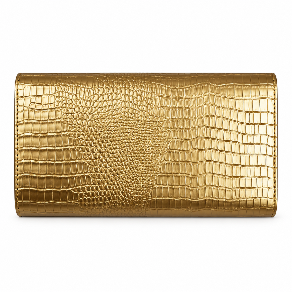 Gold Crocodile Embossed Envelope Evening Clutch