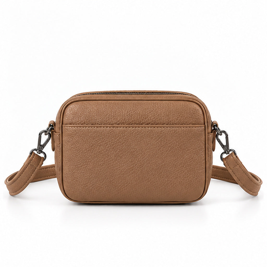 Compact Textured Leather Crossbody Shoulder Bag