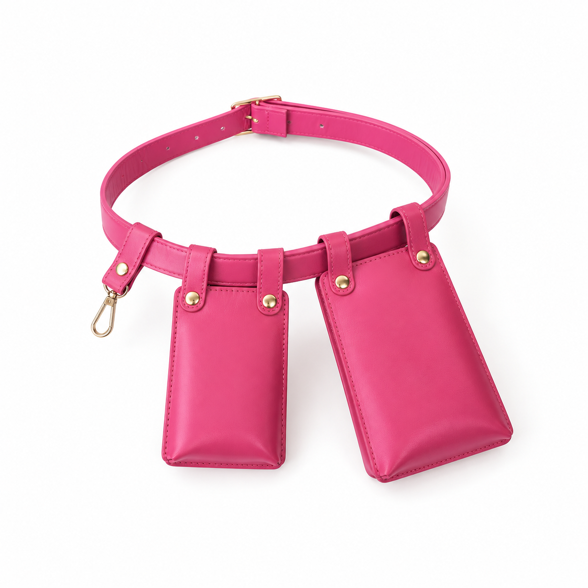 Pink Adjustable Belt Double Pouch Set