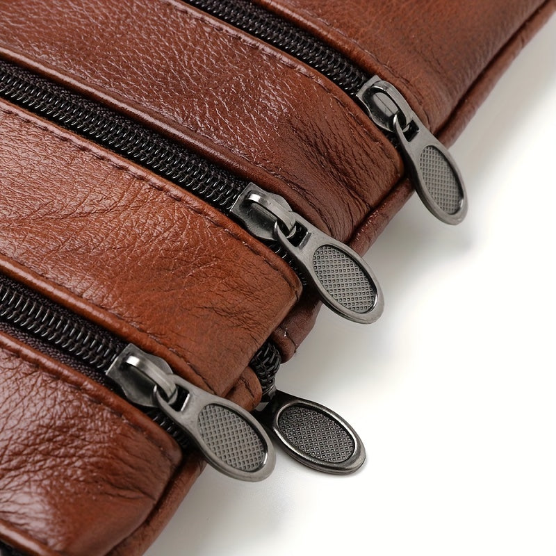 Men's Genuine Cowhide Leather Sling Bag, Shoulder Bag, Casual And Fashionable Crossbody Bag