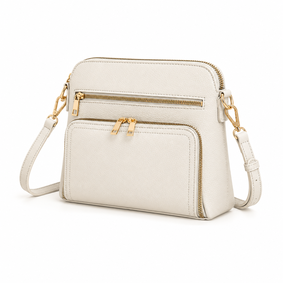 Elegant Beige Multi Pocket Crossbody Bag