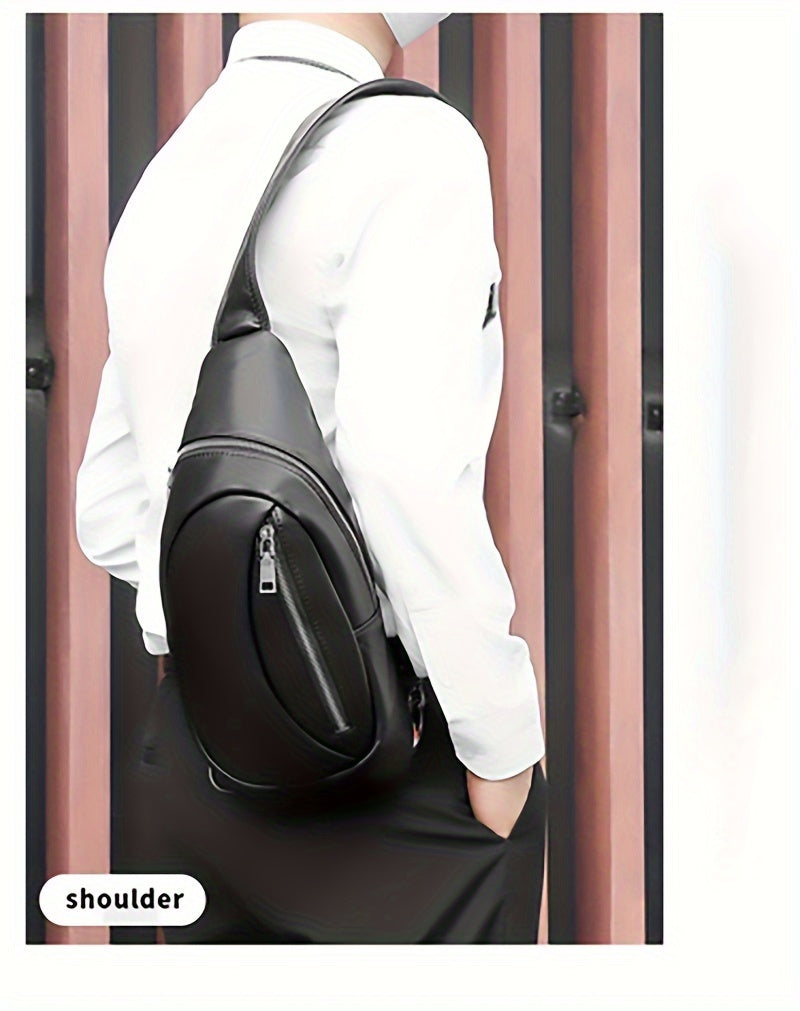 New Leather Men's Sling Bag Large Capacity Waterproof Shoulder Bag Crossbody Bag