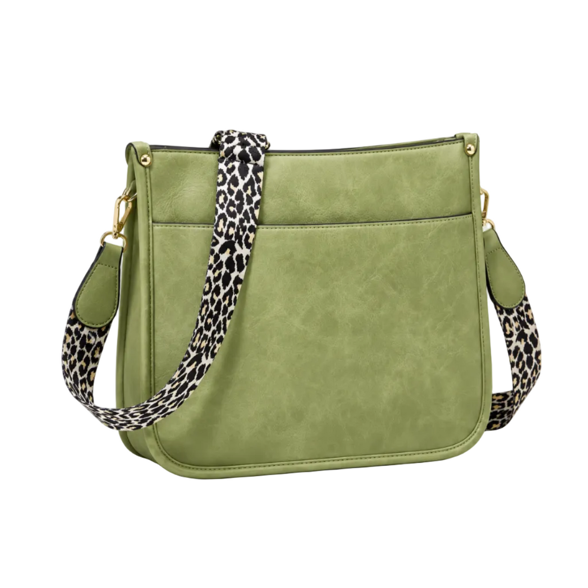 Olive Green Leopard Strap Crossbody Bag