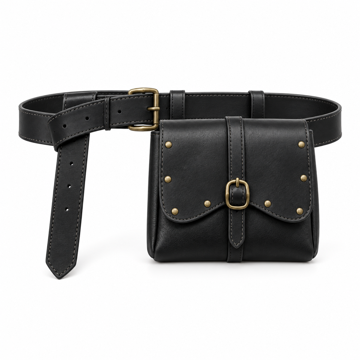Vintage Black Studded Waist Belt Pouch