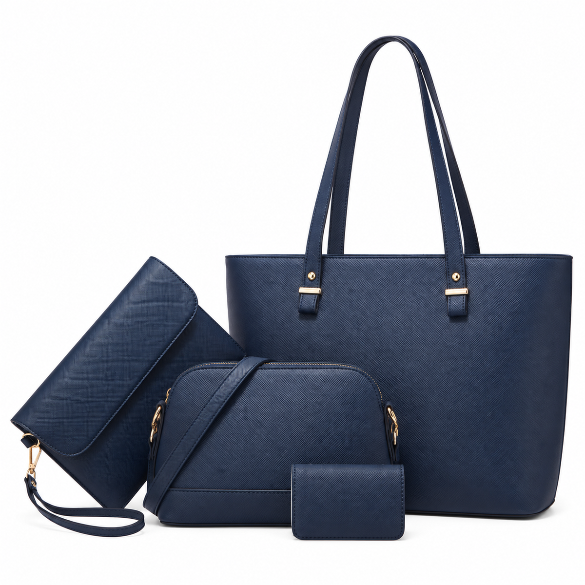 Elegant Navy Blue Four Piece Handbag