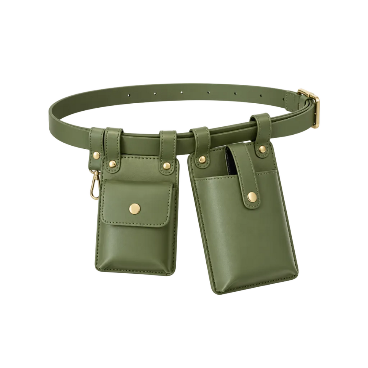 Olive Green Dual Pouch Waist Belt