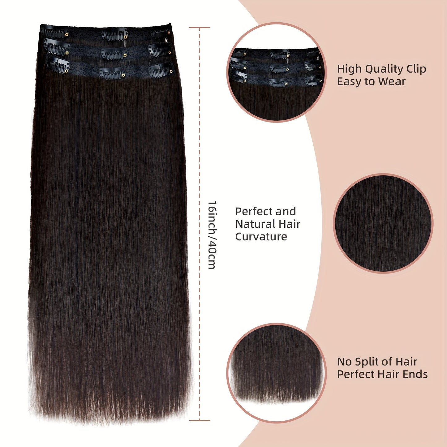 12-16 Inch Real Hair Clip In Hair Extensions Real Hair Clips Invisible Hair Extensions 3pcs/Pack, Real Hair Wigs, Hair Extensions For Women