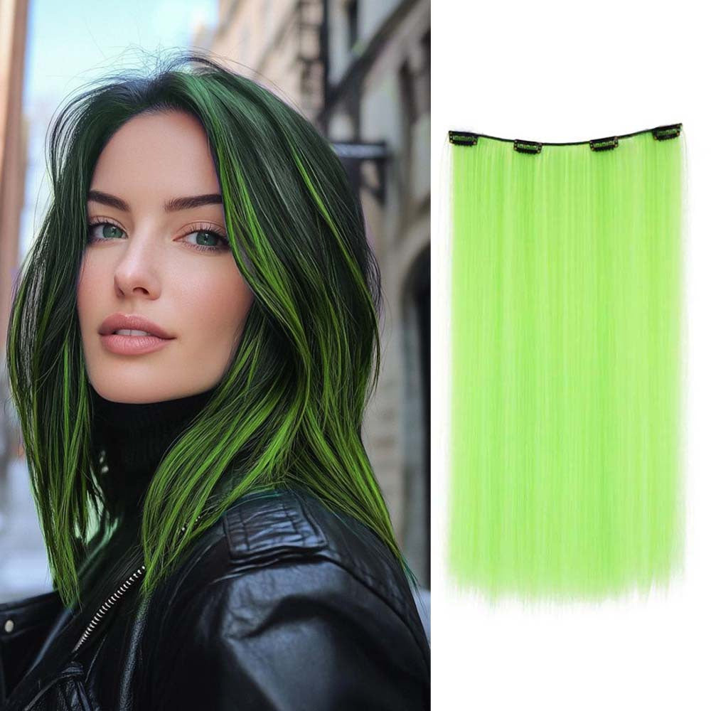 22Inch Long Straight Colorful Synthetic Hair Extensions - Invisible Clip-In, High Temperature Resistant, Easy to Wear for Women, Perfect for Parties & Holidays, Burgundy Hair Additions